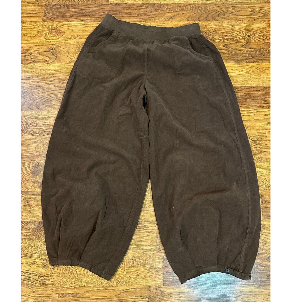 Kleen 100% Cotton Corduroy Lantern Pants Women's Large Brown Boho Lagenlook